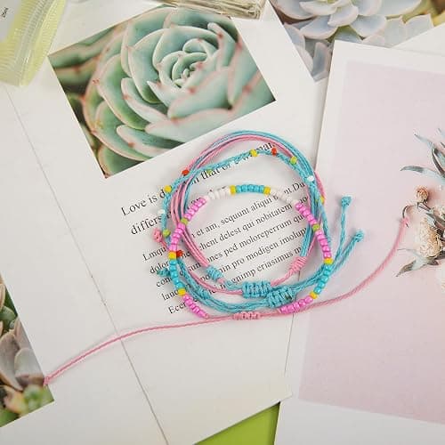 GFLPO Surfer Wave Bracelets for Teen Girls Summer Beach Bracelets Handmade Braided Rope Friendship Bracelets Boho Adjustable Waterproof Bracelets for Women Beach Jewelry for Women thumbnail 3