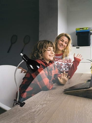 Desk lamp Eye-Caring Table Lamps, 360°Rotation Gooseneck Clip on Lamp Reading Light Portable Reading Book Light Clamp Study Desk Lamps for Bedroom and Office Home Lighting (Black) thumbnail 2