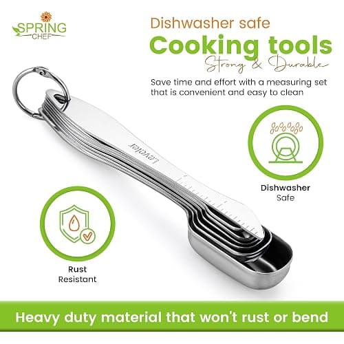 Spring Chef Stainless Steel Measuring Cups and Spoons Set of 14 with Leveler, Nesting Kitchen Metal Measuring Cups and Spoons Set for Dry and Liquid Ingredients, Perfect for Cooking & Baking thumbnail 8