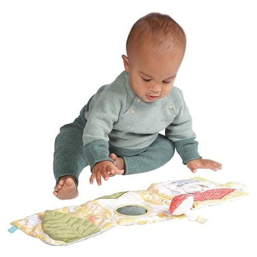 Manhattan Toy Deer One Soft Activity Crinkle Book & Fold Out Pat Mat for Baby, Toddler with Squeaker, Discovery Mirror and Teether thumbnail 4