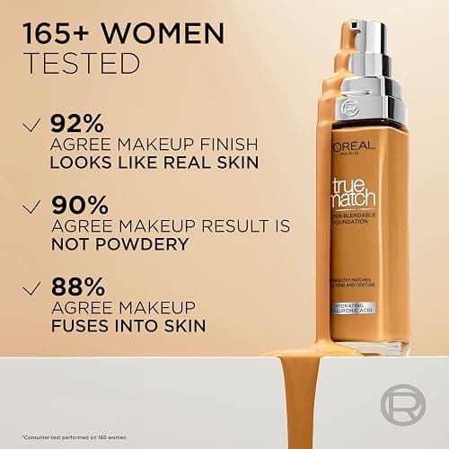 L'Oréal Paris Foundation for Face, Skincare Infused with Hyaluronic Acid, True Match Hydrating Liquid Foundation for All Skin Tones, SPF 16, 2N Vanilla,30 ml thumbnail 4