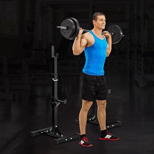 F2C Max Load 550Lbs Pair of Adjustable Squat Rack 41"-66" Sturdy Steel Barbell Rack Free Bench Press Stands GYM/Home Gym Portable Dumbbell Racks Stands thumbnail 7