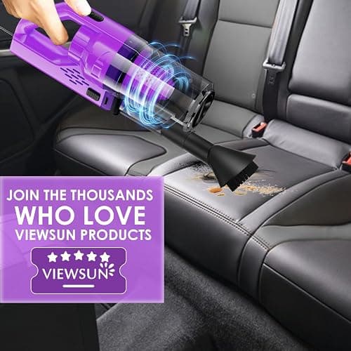 Viewsun 17PCS Car Cleaning Kit, Purple Car Interior Detailing Kit with High Power Handheld Vacuum, Detailing Brush Set, Windshield Cleaner, Cleaning Gel, Complete Auto Accessories for Women Gift thumbnail 7