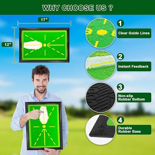 Golf Mat,Golf Chipping Game Mat, 6x6FT/6X4FT Golf Hitting Mat, Sticky Pro Playing Golf Game Practice Mat, Path Visual Feedback Golf Hitting Mat, Golf Mats Practice Outdoor and Indoor thumbnail 3