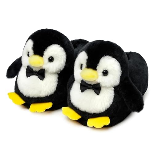 Aopuro Cute Women Penguin Animal Slippers Fluffy Warm Plush House Shoes Novelty Soft Slippers Cartoon Gifts for Birthday Christmas - Image 1