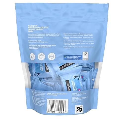 Neutrogena Makeup Remover Wipes Singles, Individually Wrapped Face Wipes, Daily Facial Cleanser Towelettes, Gently Removes Oil & Makeup, Alcohol-Free Makeup Wipes, 20 ct - 20ct Original Singles (Pack of 1) thumbnail 8