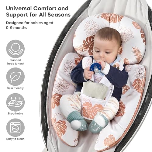 Infant Insert Compatible with 4moms Mamaroo & Graco Swing and Infant Car Seat, Stroller, Other Baby Swing, Rocker, Bouncer, Bassinet Newborn Insert Head & Body Support Cushion, Reversible Design thumbnail 2