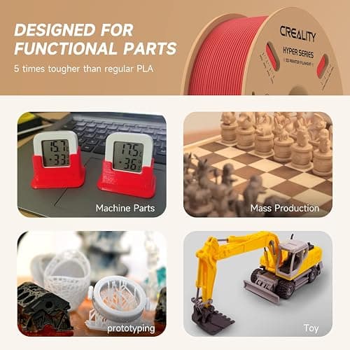 Official Creality Hyper PLA Filament 1.75mm, High Speed PLA 30-600mm/s Rapid 3D Printer Filament, Dimensional Accuracy +/-0.02mm, Fit Most FDM 3D Printers，1KG(2.2lbs) Spool Red thumbnail 6