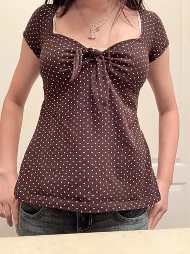 Women Y2K Gingham Babydoll Tops Fairy Grunge Short Sleeve Scoop Neck Shirt Teen Girls Cute Peplum Tops Streetwear thumbnail 4