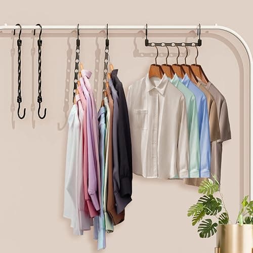 24 Pack Hangers Space Saving Magic Space Saver Storage Smart Plastic Clothes Hanger Organizer Closet Organizers and Storage for Closet Wardrobe Apartment College Dorm Room Essentials, Black thumbnail 2