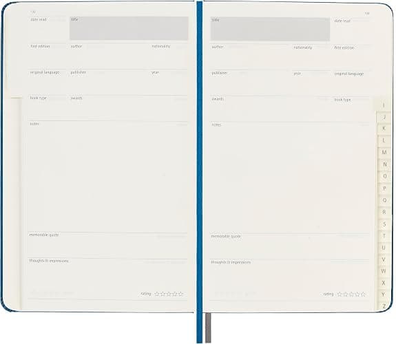 Moleskine Passion Journal, Books, Hard Cover, Large (5" x 8.25") Steel Blue, 400 Pages | Large 5" x 8.25" 400-page reading journal with guided book reviews, quotes, ratings, reading logs, and wish lists. thumbnail 6