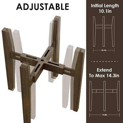 Bamworld Adjustable Plant Stand Indoor, Bamboo Indoor Planter Stand, Mid Century Modern Flower Pot Holder Rack, Fit 7.8'' to 12'' Planter thumbnail 4