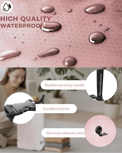 Travel Laundry Bag, Pump Free Vacuum Storage Bag Reusable Compression Dirty Clothes Travel Bag Waterproof Wet Dry Bags Large Capacity Space Saver Bags Camp Clothes Organizer (1 Pcs)(Pink, L) thumbnail 6