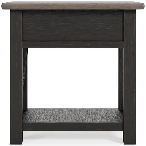 Signature Design by Ashley Tyler Creek Chair Side End Table, Plank-styled Top, Smooth-gliding Drawer, Wood, 14.13" W x 24.13" D x 24.13" H, Light Brown & Whitewash thumbnail 7