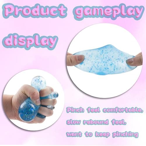 2 Packs Squishy Drop Stress Balls for Adults Fidget Toys Adults, Fidgets Silicone Sensory Toys for Kids Autism, ADHD, Sensory Stress Relief Toys Birthday Day Gifts (Blue Pink) thumbnail 3