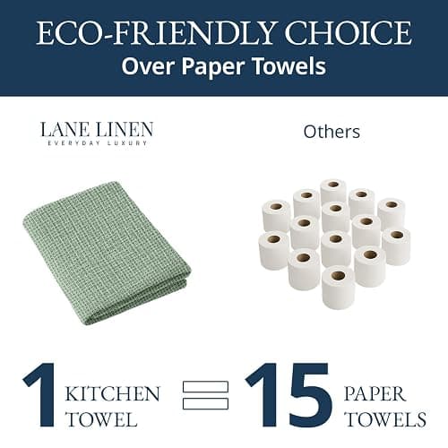 LANE LINEN Cotton Kitchen Towels Set, 6-Pack – Absorbent, Quick-Drying Dish Towels, 18" x 28", Premium Hand and Tea Towels - Olive thumbnail 7