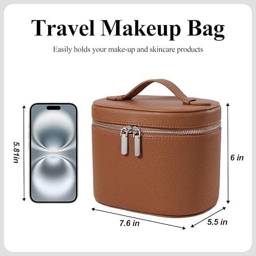 honitty Makeup Bag, Travel Make up Case with Compartments and Handle, Portable Cosmetic Organizer Bags,Toiletry Bag for Women thumbnail 2
