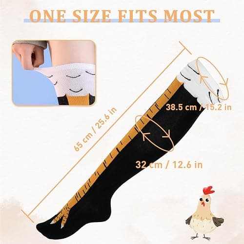 Pcavin Chicken Leg Socks for Women, Funny Novelty Chicken Feet Gag Gifts | Chicken Feet Print, Knee High Socks, Funny Crazy Style, Novelty Gag Gift, White Elephant Gift for Adults, Stocking thumbnail 5