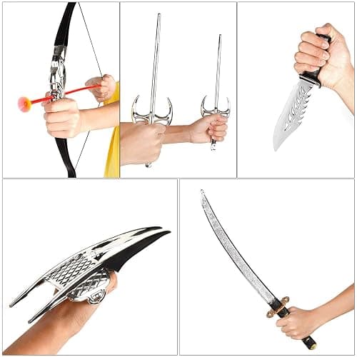 Liberty Imports Ninja Warrior Bow and Arrow Archery Set with Katana Sword, Sai, Melee Toy Weapons for Kids Pretend Role Play Equipment, Cosplay, Costume Accessories thumbnail 6