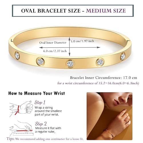 RIMRIVA 18K Gold-plated Bracelets for Women Friendship Love Bangle Bracelets Stainless Steel Bracelet Jewelry Birthday Gifts for Women Stocking Stuffers thumbnail 3