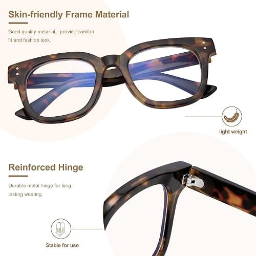 Madison Avenue Women Blue Light Glasses,Oversize Blue Light Blocker for Women, Anti Eyestrain & UV Protection Computer Eyeglasses Hanna (Tortoiseshell) thumbnail 5