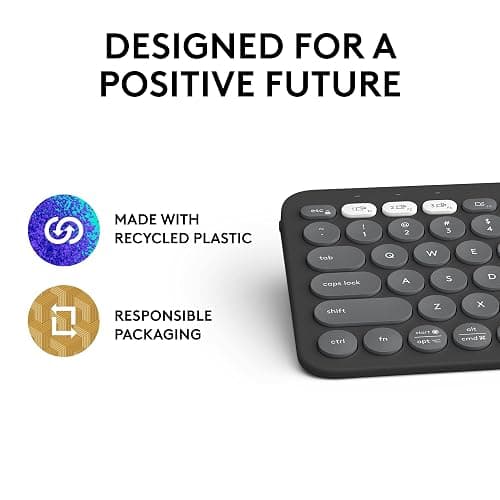 Logitech Pebble Keys 2 K380s, Multi-Device Bluetooth Wireless Keyboard with Customizable Shortcuts, Slim and Portable, Easy-Switch for Windows, macOS, iPadOS, Android, Chrome OS - Tonal Graphite thumbnail 11
