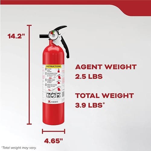 Kidde FA110 Multi Purpose Fire Extinguisher 1A10BC, 1 Pack, red - 1 Pack thumbnail 7
