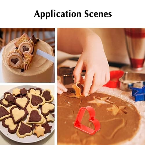 HiempTru Cookie Cutter Set 24 PCS, Heart Star Round Shapes Cookie Cutters Mold Plastic Homemade Mini Biscuit Cutters Sandwich Cutter for DIY, Kitchen, Baking, Birthday, Pancake Maker Supplies 2 Inch thumbnail 6