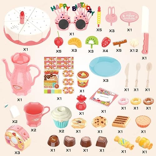 82 PCS Birthday Cake Food Play Set - Food Toy Pretend Cutting Play Cake Desserts Ice Cream and Donuts Food Toys - Birthday Gifts Toy Set for Boys Kids Girls thumbnail 4
