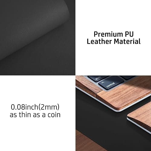 Aothia Non-Slip Waterproof PU Leather Desk Pad Protector for Mouse, Writing Desk, Office, Home, Laptop Blotter, 23.6" x 13.7", Black thumbnail 7