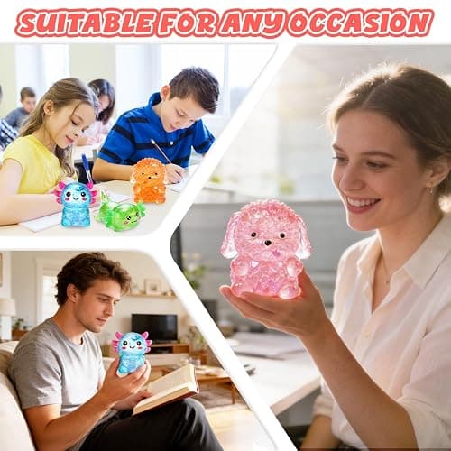 4 Pcs Sugar Squishy Toys Teddy Dog Stress Balls, Slow-Rise Sensory Fidget Toy, Easter Basket Stuffers, Glitter Squishy Teddy Dog Stress Relief Toys for Kids Adults, Party Favors, Birthday thumbnail 4