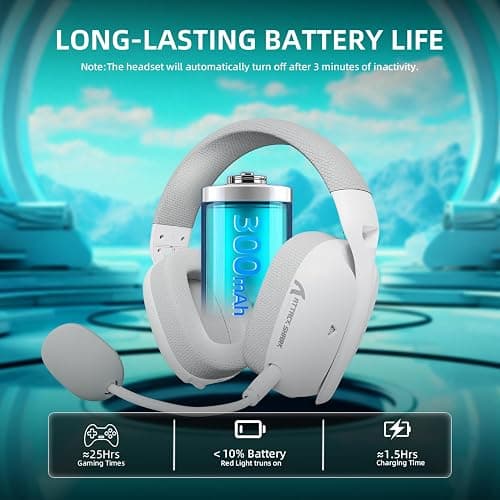 ATTACK SHARK L80PRO Wireless Gaming Headset Lightseed Tech- Built-in&Detachable Dual Microphone-Lightweight Headphone with Tri-Mode(2.4GHz USB C&A Dongle/BT/Wired)-for PC Mac Switch Win-White thumbnail 4