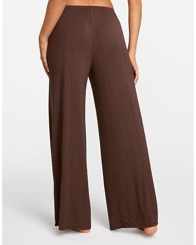 SOULVOR Natrelax Modal Ribbed Pajamas Pants | Semi Sheer Fabric, Inseams 27“ / 29" / 31”, Wide Leg, Lounge, Loose Fit, Casual Pj Bottom, Comfort Soft, Women's Sleepwear thumbnail 2