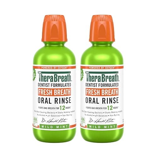 TheraBreath Fresh Breath Mouthwash, Mild Mint Flavor, Alcohol-Free, 16 Fl Oz (2-Pack) - Image 1