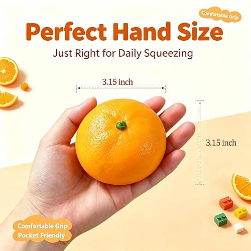 Crunchy Orange Squishy Asmr Bead Filled, Slow Rising Squeeze Fidget Toy | Realistic Fruit Squeeze Ball with Crunch Sound, Durable Portable Slow Rebound Calming Tool for Kids Adults thumbnail 2
