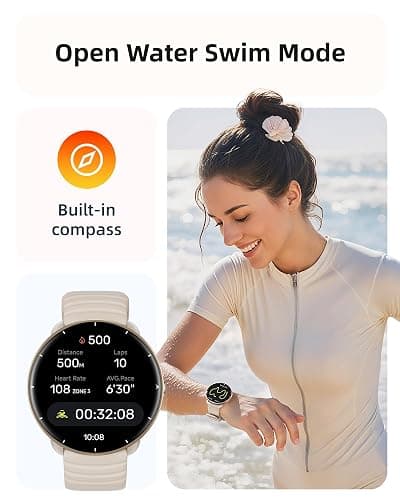 Parsonver Swimming Smart Watch, 5ATM Waterproof for Pool & Open Water, Built-in GPS & Compass, AMOLED Fitness Tracker with 100+ Sports Modes, Heart Rate & Sleep Monitor, AI Swim Analysis, French Grey thumbnail 3
