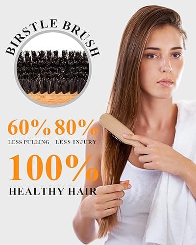 Slick Back Hair Brush - Boar Bristle Hair Brush for Women & Men Thin to Medium Hair Styling- Smoothing Flyaways, Baby Hair and Sleeks Ponytails/Buns thumbnail 6