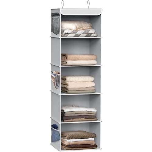 SimpleHouseware 5 Shelves Hanging Closet Organizer, Grey - Image 1