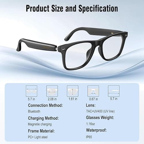 Giwbeiv AI Smart Glasses for Men and Women with Chat GPT, Bluetooth Translation Glasses with 164 Languages and Color-Change Lens, Music Playback, Hands-Free Calls, UV & Blue Light Protection thumbnail 9
