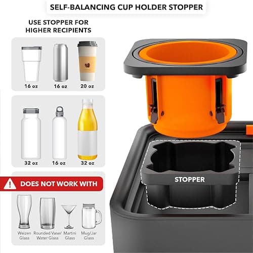 CouchConsole Original Tray - Drinks & Snacks Sofa Caddy with Armrest, Table with Phone Stand- TV Remote Control Storage and Organizer - for Living Rooms, RV, and Cars, Black/Orange thumbnail 3