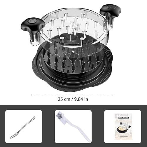 SURETIVIAN Chicken Shredder Large Chicken Breast Shredder Tool Twist with Brush&Fork, Visible Meat Shredder Machine, Strong Anti-Slip Strip, Ergonomic Handle, BPA Free, Suitable for Pork Beef Chicken thumbnail 7