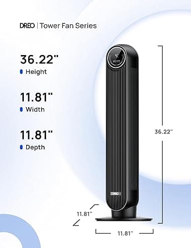 Dreo - Tower Fan for Bedroom - 25ft/s Velocity - Quiet Standing Fan - 4 Speeds/4 Modes/8H Timer - 90° Oscillating Fan for Indoors - 36 inch Floor Fans with Remote - Bladeless Fans Black - Nomad One thumbnail 3