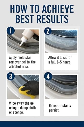 Mold Stain Remover Gel Cleaner - ACTIVE Heavy Duty Stain Cleaner for Front Loader Washing Machine Seal, Bathroom Grout, Shower, Caulk - Front Load Washer Cleaning Solution - 7 Fl Oz thumbnail 9