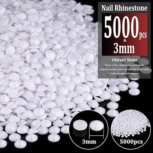 5000pcs 3mm Resin Rhinestones Bulk, White Flatback Round Jelly Rhinestones Bedazzling Non Hotfix Crystal Gems Large Quantity Wholesale for DIY Crafts Clothes Bottles Tumblers Face Makeup Manicure thumbnail 2