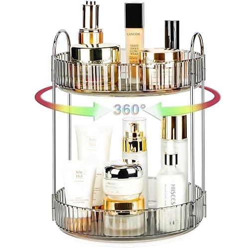 Niluks 360 Rotating Makeup Organizer, 2 Tier Lazy Susan Bathroom Counter Organizer, Skincare Organizers, Spinning Perfume Organizer & Vanity Organizer Countertop (Classic Grey, 2 Tier) - Image 1