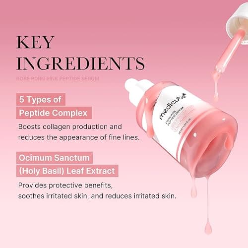 medicube PDRN Pink Peptide Serum, Pink glow serum, Peptide, Niacinamide, Hydrating & Moisturizing & Firming, Uneven Skin Tone, Korean Skincare | 1.01 fl.oz. (1.01 fl.oz., Rose PDRN (Vegan)) thumbnail 5