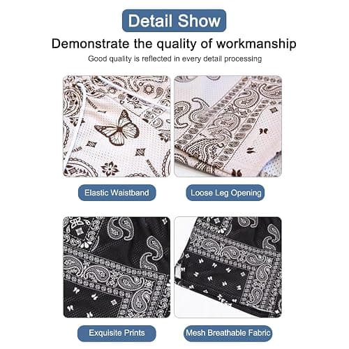 BOOMLEMON Mens Paisley Shorts Mesh Graphic Print Retro Casual Shorts Athletic Gym Basketball Running Short Pants thumbnail 6