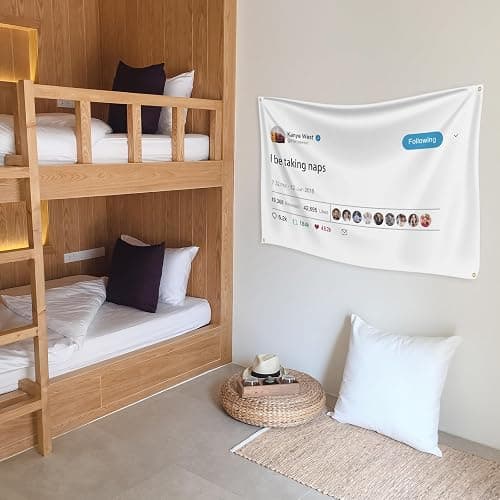 Kanye Tapestry Tweet flags, I be taking naps with Installation tool, Funny Flags for Room College University Dorm Guys Rapper wall Decorations meme Gift, 3x5 Ft thumbnail 2