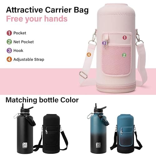 DYSANKY Insulated Water Bottle | Thickened Stainless Steel for Gym and Hiking with Straw, Carrier Bag, Handle Strap | BPA-Free 87 oz thumbnail 4