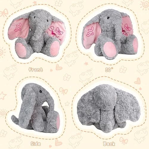 Personalized Elephant Stuffed Animals, Plush Elephant with Embroidered Name & Icon Stuffed Elephants Toys for Babies, Birthday Baby Shower Christmas Boy Girl Newborn Customized Keepsake Plush Gifts thumbnail 6